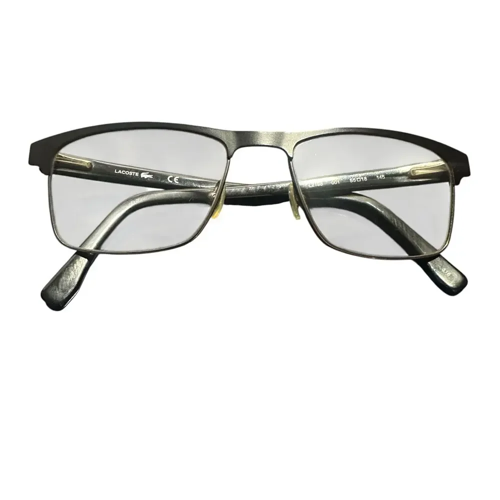 Lacoste L2198 Eyeglasses Black Semi Rim Rectangular 55-18-145 unisex